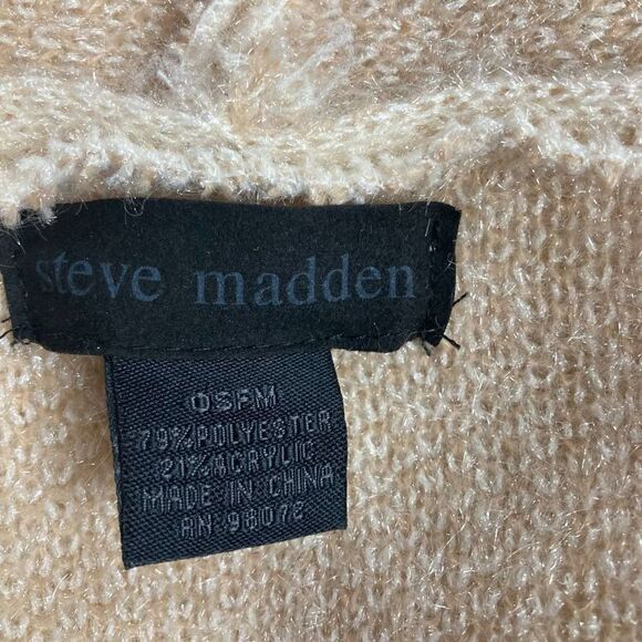 STEVE MADDEN Women’s Long Cardigan Sweater Shrug Size OSFM Cream & Tan - Picture 10 of 11